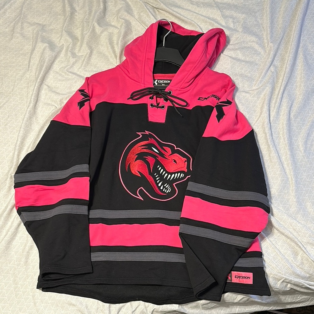Excision dino pink lacer hoodie